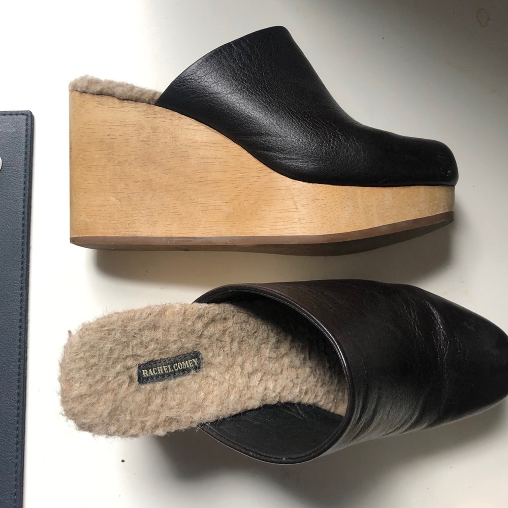 Rachel Comey Warren Black Platform Shearling mule